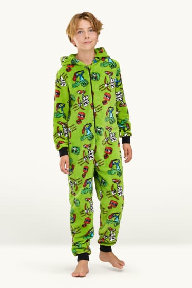 Children Boys - Minecraft - onesie with hood - light green