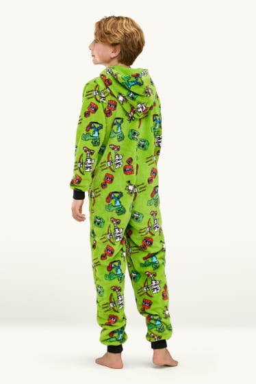 Children Boys - Minecraft - onesie with hood - light green