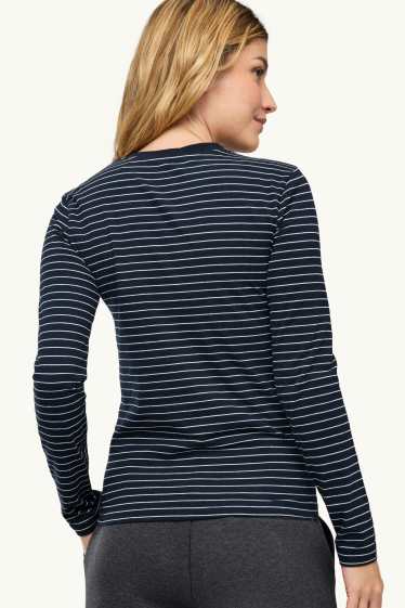 Donna - Confezione da 2 - maglia a maniche lunghe - slim fit - blu scuro / bianco