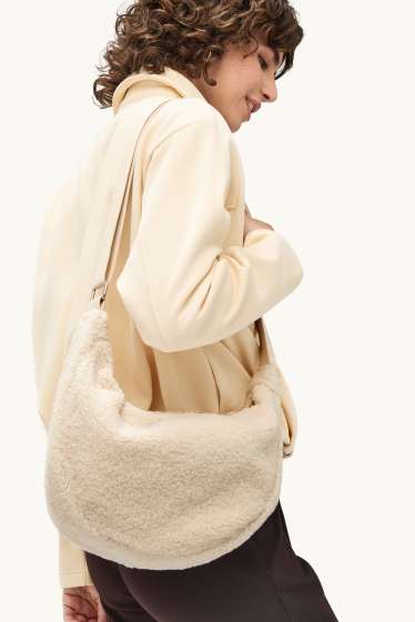 Women - Teddy fur crossbody bag - cremewhite