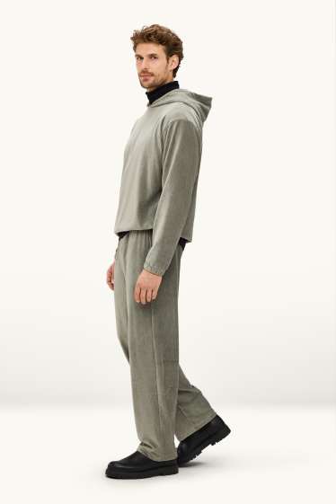 Herren - Jogginghose - Relaxed Fit - gerippt - khaki