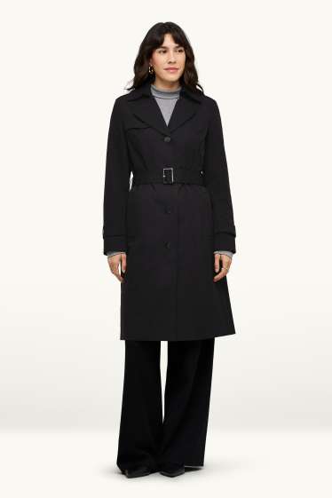 Women - Trench coat - water-repellent - black