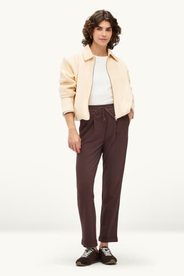 Damen - Stoffhose - Mid Waist - Tapered Fit - dunkelbraun