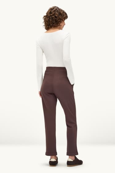 Damen - Stoffhose - Mid Waist - Tapered Fit - dunkelbraun