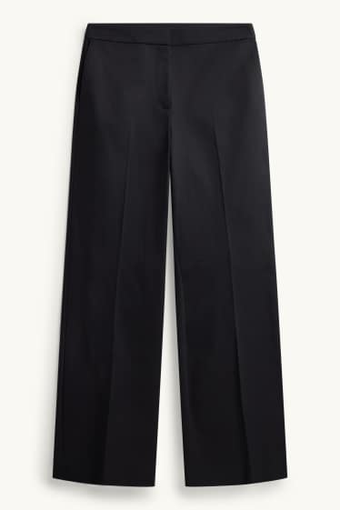 Damen - Stoffhose - Mid Waist - Wide Leg - schwarz