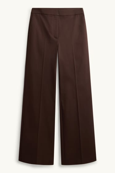 Damen - Stoffhose - Mid Waist - Wide Leg - dunkelbraun