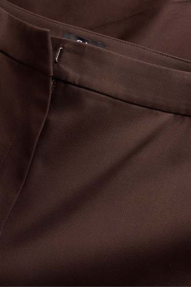 Damen - Stoffhose - Mid Waist - Wide Leg - dunkelbraun