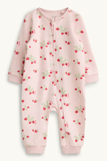 Baby Mädchen - Erdbeere - Baby-Schlafanzug - hellrosa