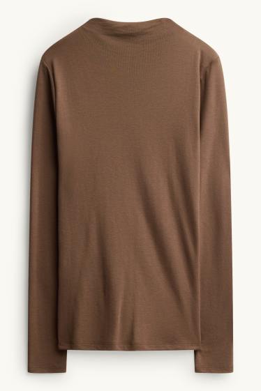Dona - Samarreta de màniga llarga - slim fit - marró