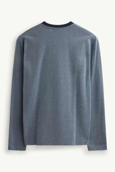 Bărbați - Tricou cu mânecă lungă - relaxed fit - structurat - albastru / albastru închis