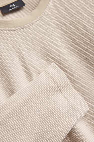 Bărbați - Tricou cu mânecă lungă - relaxed fit - structurat - nisip