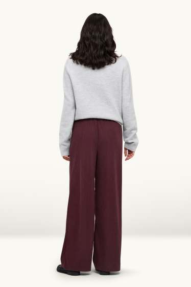 Women - Joggers - ribbed - bordeaux