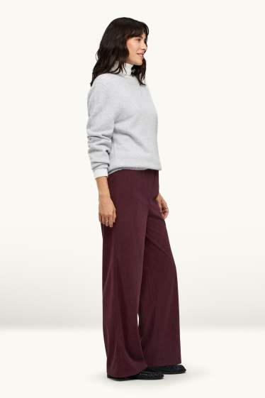 Women - Joggers - ribbed - bordeaux