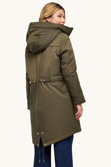Femmes - Parka à capuche - rembourrée - vert foncé