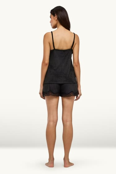 Damen - Shorty-Pyjama - 2 teilig - schwarz