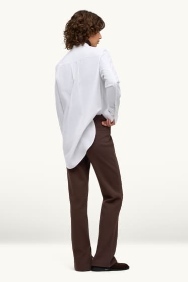 Dona - Pantalons de tela - high waist - skinny fit - marró