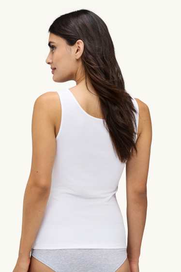 Dames - Set van 2 - hemdje - wit / beige