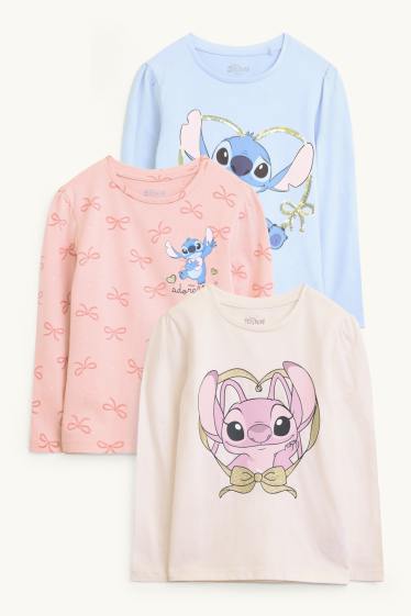 Nena - Paquet de 3 - Lilo & Stitch - samarreta de màniga llarga - blau/rosa