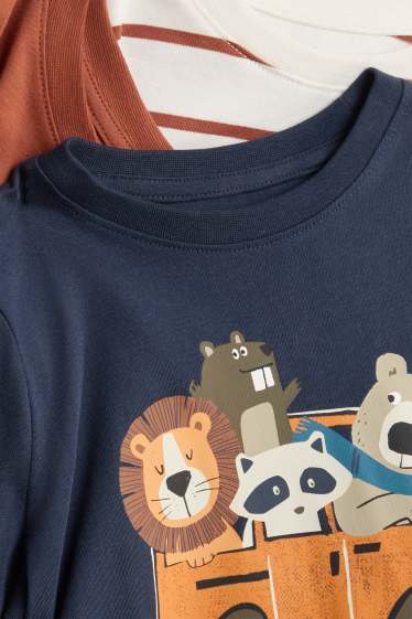 Enfants garçons - Lot de 5 - animal et véhicule - hauts à manches longues - blanc / orange