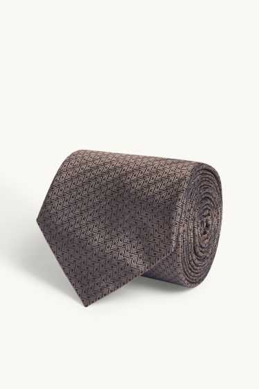 Herren - Seidenkrawatte - blau / beige