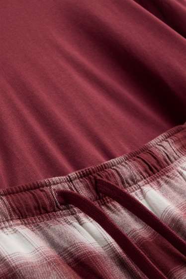 Herren - Pyjama - bordeaux / weiss