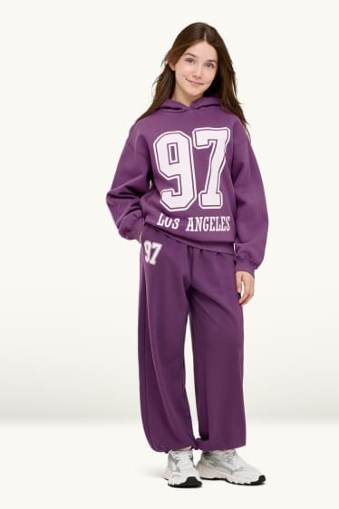 Children Girls - Los Angeles - set - hoodie and joggers - 2 piece - purple