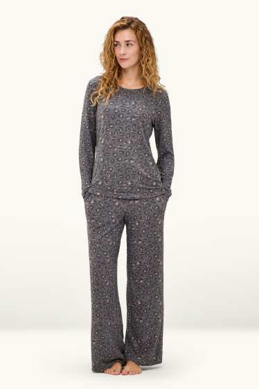 Women - Pyjamas - leopard print - gray / beige