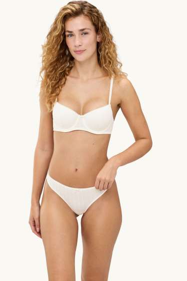 Dames - Pointellestring - crème wit