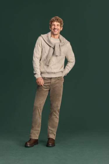 Men - Corduroy trousers - straight fit - brown