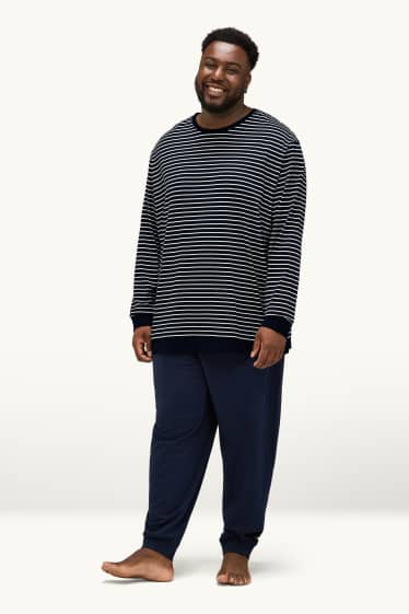 Herren - Pyjama - dunkelblau / weiss
