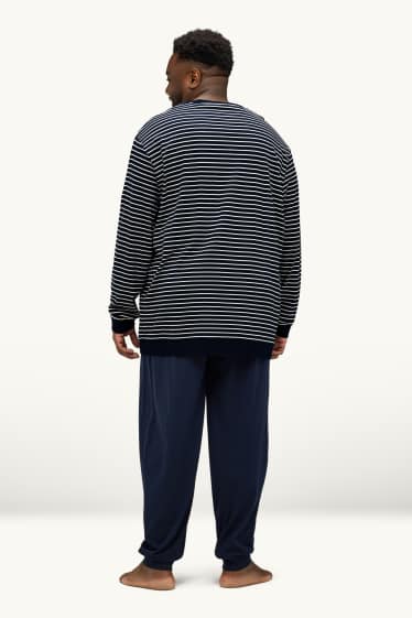 Herren - Pyjama - dunkelblau / weiss