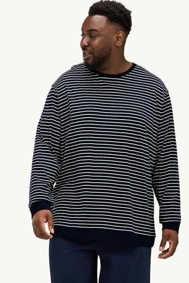 Herren - Pyjama - dunkelblau / weiss