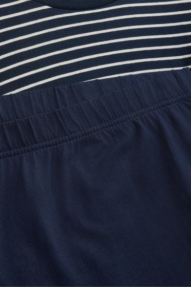 Herren - Pyjama - dunkelblau / weiss