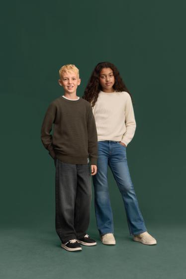 Copii - Fete - Bootcut jeans - jeans termoizolanți - denim-albastru deschis