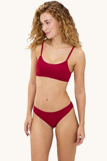 Femmes - Brassière en pointelle - ampliforme - rouge foncé