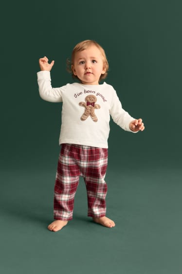 Unisex - Mini Me - gingerbread man - baby Christmas pyjamas - 2 piece - white / red