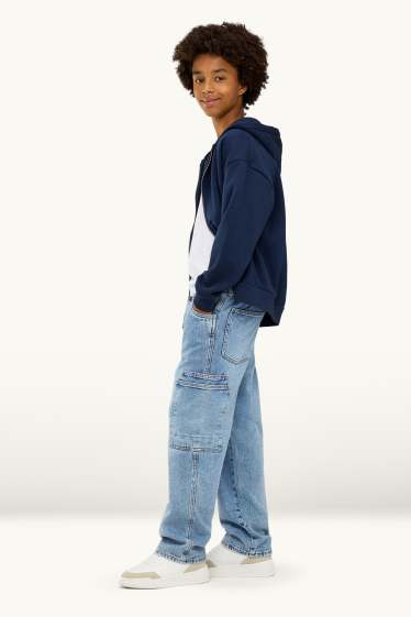 Children Boys - Cargo jeans - thermal jeans - denim-light blue
