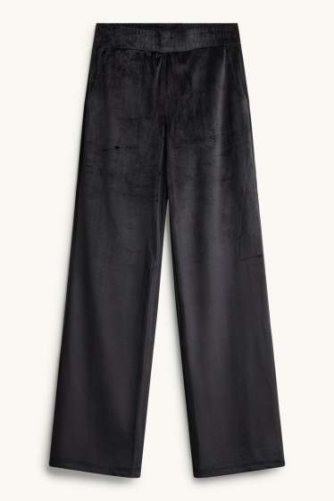 Dona - Pantalons de xandall de vellut - gris fosc