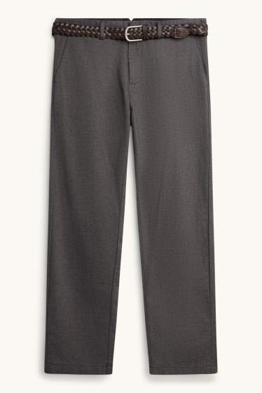 Herren - Chino mit Gürtel - Regular Fit - dunkelgrau