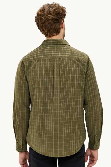 Herren - Cord-Hemd - Regular Fit - Kent - kariert - grün