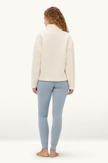 Dames - Fleecepyjama - blauw / wit