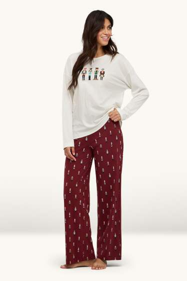 Dona - Mini Me - pijama nadalenc per a dona - bordeus/blanc