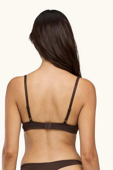 Donna - Reggiseno con ferretti - PLUNGE - imbottito - marrone scuro