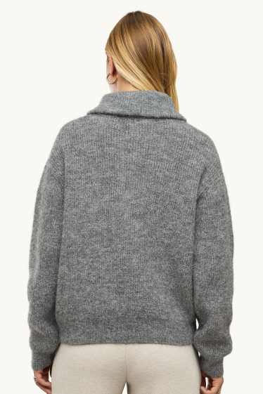 Dames - Trui - geribd - grijs-mix