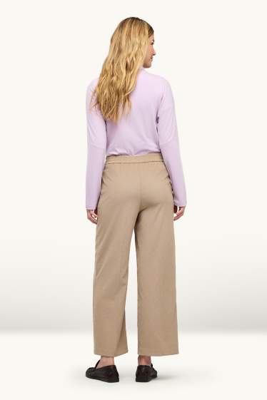 Donna - Pantaloni in velluto a coste - vita media - gamba ampia - beige