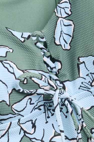Dona - Banyador - enconxat - LYCRA® - de flors - texturat - verd