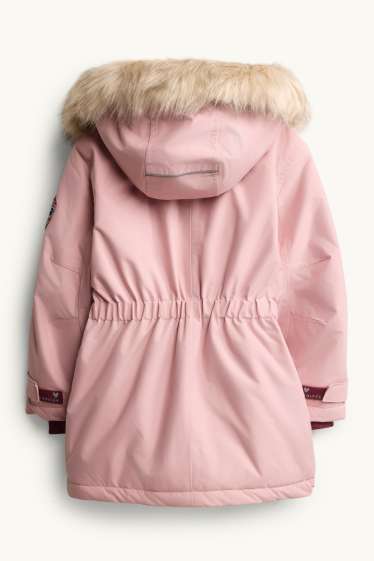 Children Girls - Rain jacket with hood - lined - waterproof - light rose