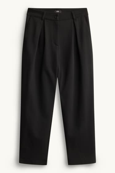 Damen - Stoffhose - High Waist - Tapered Fit - schwarz