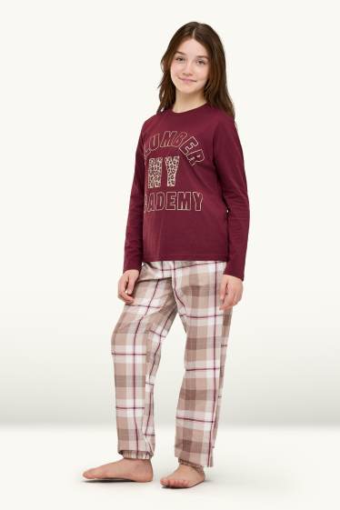 Kinderen: meisjes - Set van 2 - pyjama - 4-delig - bordeaux