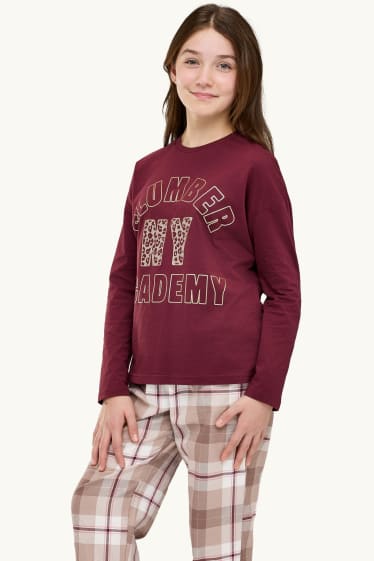 Kinderen: meisjes - Set van 2 - pyjama - 4-delig - bordeaux